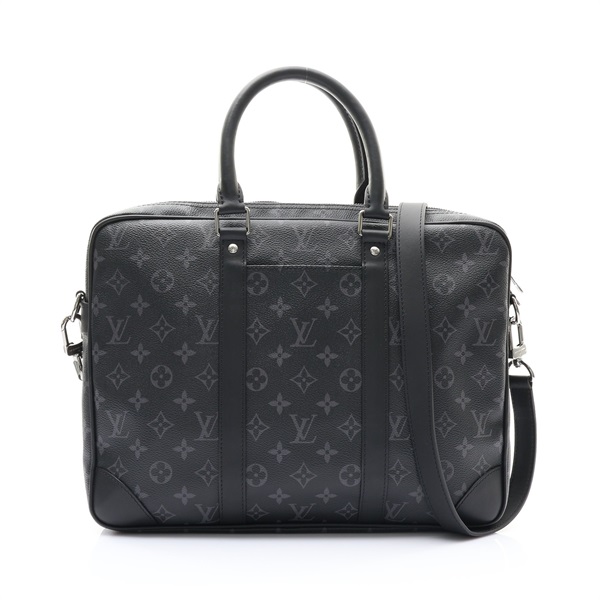 LOUIS VUITTON LV 路易威登 Porte Documents Voyage PM 兩用包 黑/灰色 原花壓紋牛皮 M46457