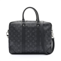 LOUIS VUITTON LV 路易威登 Porte Documents Voyage PM 兩用包 黑/灰色 原花壓紋牛皮 M46457