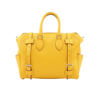 HERMES 愛馬仕 Pursangle 31 手提包 黃色 Clemence 牛皮 □M刻 銀扣