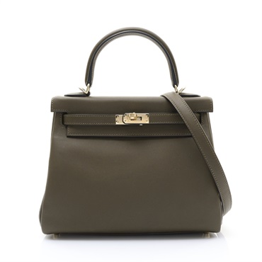 HERMES 愛馬仕 Kelly 25 凱莉包 兩用包 洛登綠 Swift牛皮 金釦 G刻