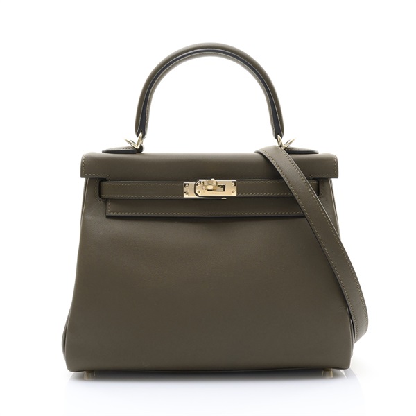 HERMES 愛馬仕 Kelly 25 凱莉包 兩用包 洛登綠 Swift牛皮 金釦 G刻