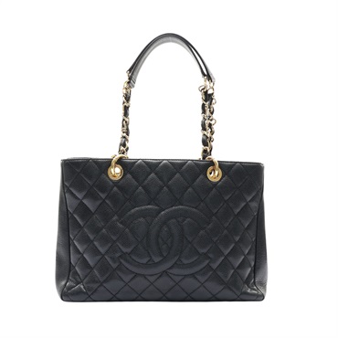 CHANEL 香奈兒 GST 豆腐包 鍊帶肩背包 黑色 牛皮 金扣 A50995