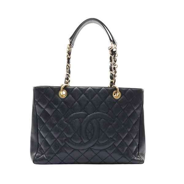 CHANEL 香奈兒 GST 豆腐包 鍊帶肩背包 黑色 牛皮 金扣 A50995