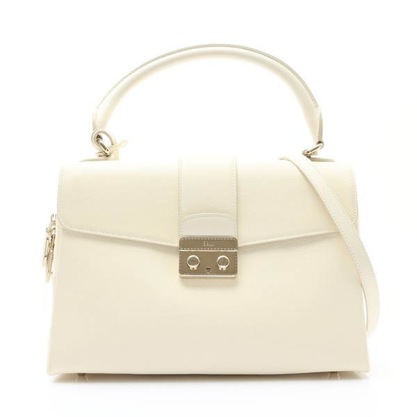 Dior 迪奧 Top Handle Push Lock 兩用包 白色 牛皮 CHR319243