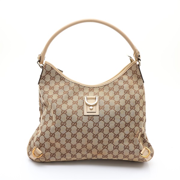 GUCCI 古馳 Abbey 肩背包 棕/米色 GG帆布  130737