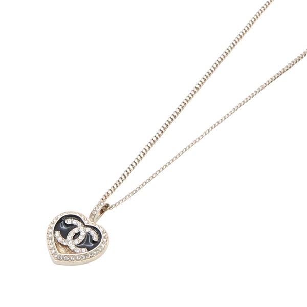 CHANEL 香奈兒 CC 項鍊 淺金色金屬 水鑽 琺瑯 ABB650