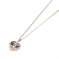 CHANEL 香奈兒 CC 項鍊 淺金色金屬 水鑽 琺瑯 ABB650