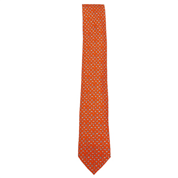 【再降價】橘色 絲綢 圖騰 領帶 606152 UA