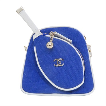 【再降價】藍色 帆布 菱格紋  網球 單肩包 銀扣 (無卡) AP3150