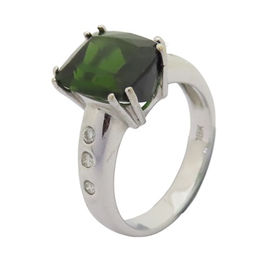 綠色寶石 18白K金 戒指 Ring 4.8g