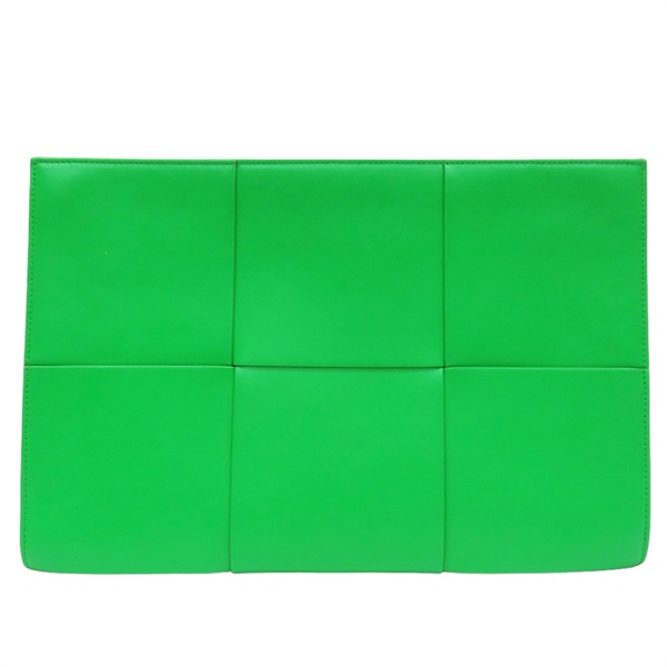 綠色 牛皮 Cassette 編織 手拿包