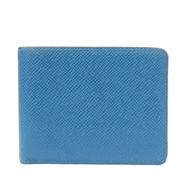 藍色 皮革 Slender 雙折短夾 M30539