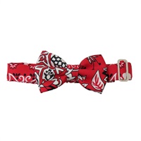 【再降價】紅色 絲綢 印花 Bow Tie 領結