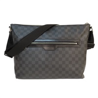 【再降價】黑色 棋盤格帆布 經典 Damier Graphite 梯型肩背包 銀扣 N41106