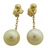 18黃K 珍珠 針式耳環 Earrings 1.3g