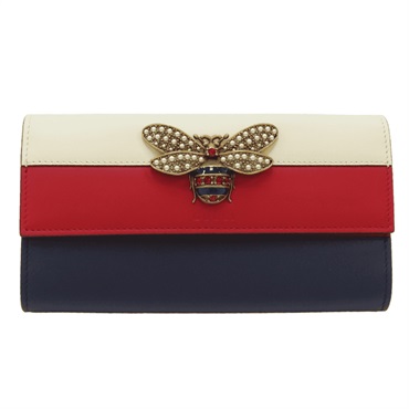 白色 紅色  藍色 Queen Margaret 蜜蜂浮雕 扣式長夾 #476064