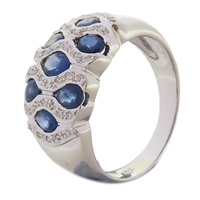 18K白金 藍寶石 鑲鑽 戒指 Sapphire Ring 4.1g
