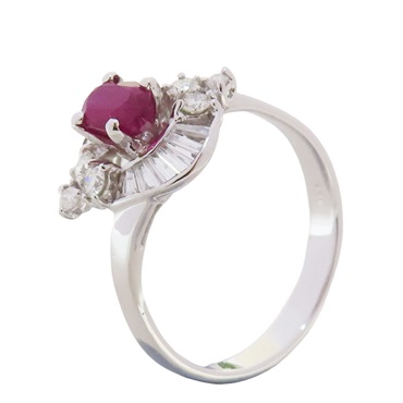 18K白金 紅寶石 鑲鑽 戒指 Ruby Ring 3.8g