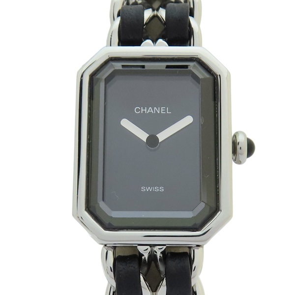 黑色 精鋼 小牛皮 銀色鍊帶 PREMIERE 腕錶 H0459