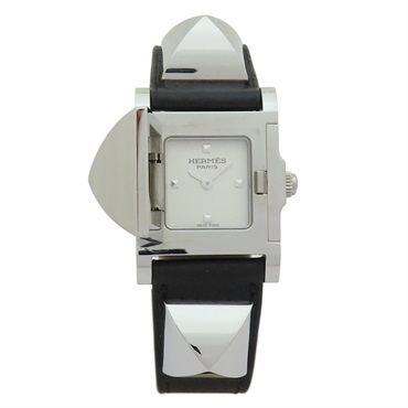 黑色牛皮 銀色鉚釘 Medor 腕錶 ME3.210