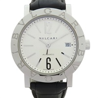 格紋錶盤 黑色皮革 Bulgari Bulgari 腕錶 BB38 SL AUTO