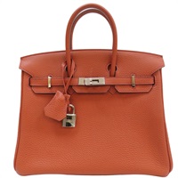 磚紅色 TC皮革 Birkin 25 柏金包 手提包 T刻 銀扣