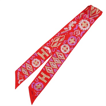 【再降價】紅色 絲質 Twilly 圍巾