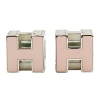 粉色 金屬 H cube pierced earrings 針式耳環