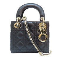 黑色 Cannage 籐格紋羊皮 Mini Lady Dior 兩用包 M0505ONGE_M900