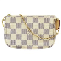 白色 棋盤格 PVC帆布 Mini Pochette Accessoires 手提包 麻將包 N58010