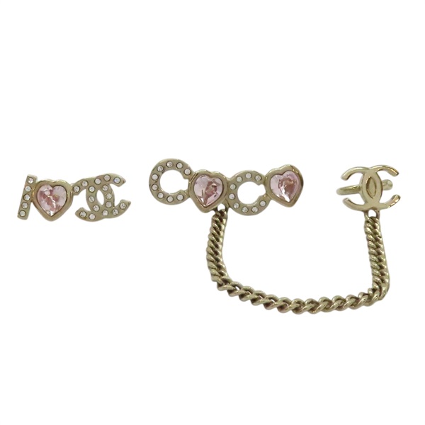 【再降價】透明 粉色 愛心水鑽 Love Coco 耳骨 耳環【CHANEL 香奈兒】 AB8202
