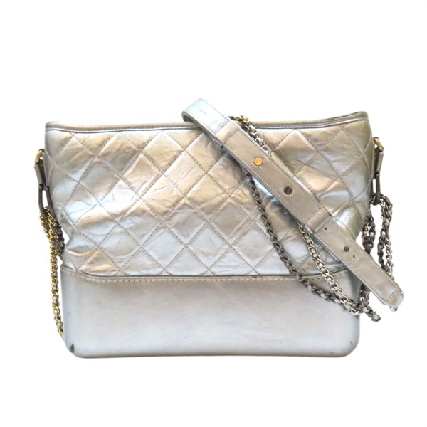 【再降價】銀色 牛皮 Gabrielle 流浪包 肩背包【CHANEL 香奈兒】