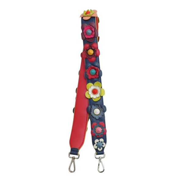 藍色 紅色 多色花 鉚釘 肩背帶