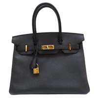 黑色 Epsom牛皮 Birkin30 柏金包 手提包 A刻 銀扣 (染色)