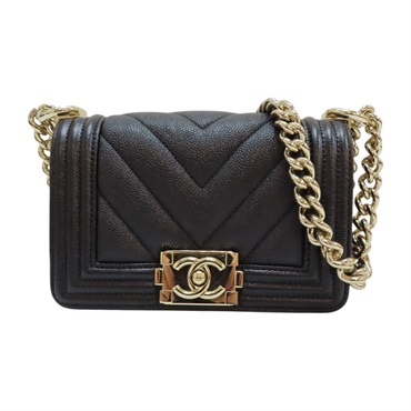 【再降價】黑色 山形紋 牛皮 Chevron Boy 15 肩背包【CHANEL 香奈兒】 A67364