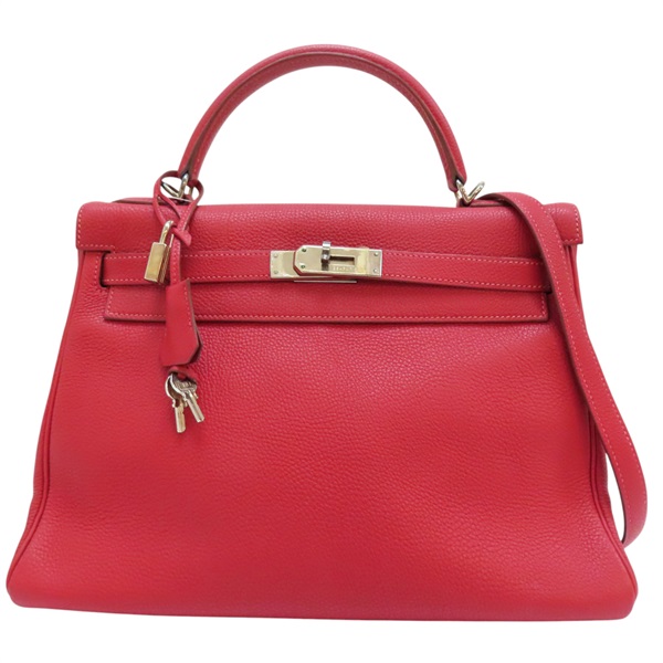 HERMES 國旗紅 Togo皮革 Kelly32 两用包 凱莉包 □F刻 内縫