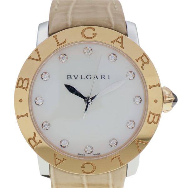 【激安價】18K黃金 12PD鑽石 BVLGARI BVLGARI 腕錶 非原廠錶帶 BBLP37SG