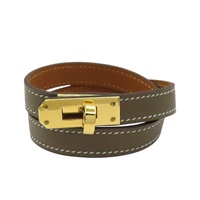 【再降價】大象灰 皮革 Kelly Double Tour 手環 D刻【HERMES 愛馬仕】