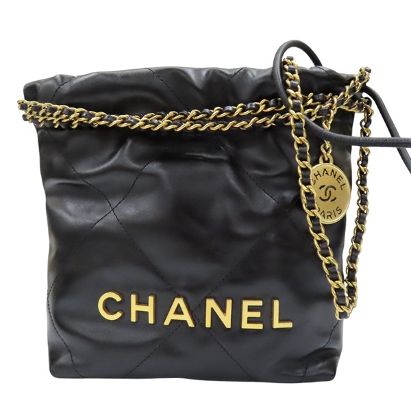 【再降價】黑色 羊皮 CHANEL 22 迷你包 兩用包【CHANEL 香奈兒】 AS3980