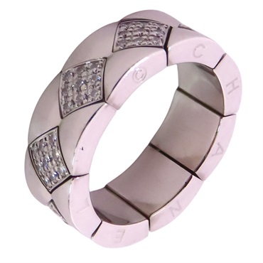 【再降價】銀色 18K 白金 鑲鑽 戒指【CHANEL 香奈兒】