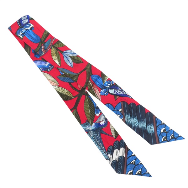 【再降價】紅色 絲綢 Twilly 絲巾【HERMES 愛馬仕】