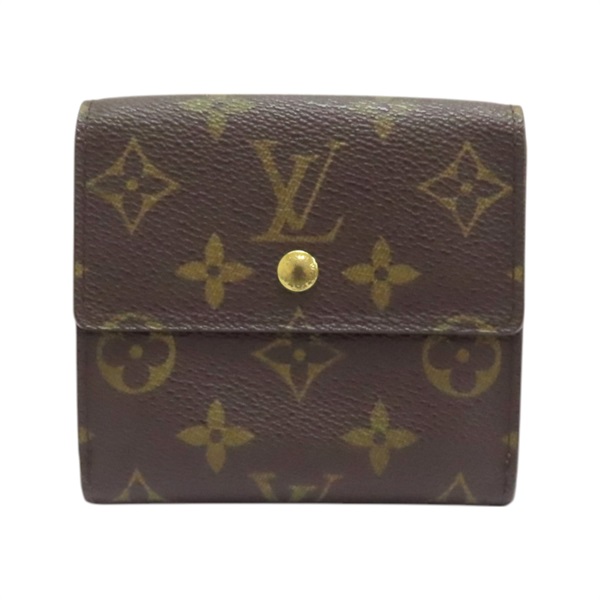 棕色 原花 帆布 三折 短夾 M61652