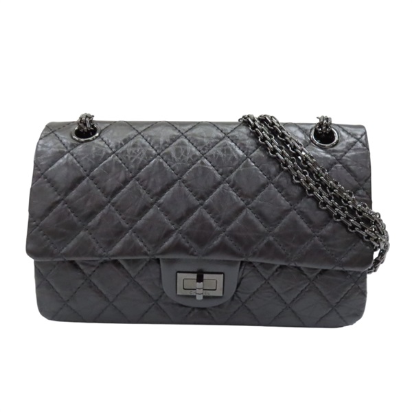 黑色 菱格紋皮革 2.55 鍊帶包 A37586