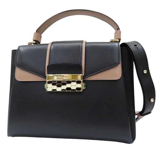 【再降價】黑/膚色 小牛皮 Serpenti Viper 兩用包【BVLGARI 寶格麗】