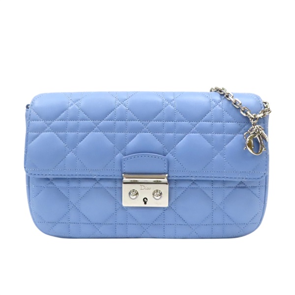 【再降價】藍色 騰格紋皮革 鏈帶肩背包【Dior 迪奧】