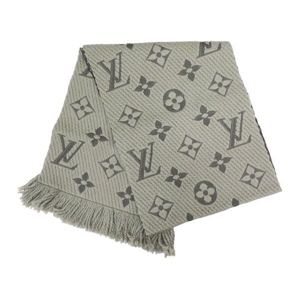 灰色/棕色 真絲 羊毛 Esharp Logomania 圍巾【LOUIS VUITTON LV 路易威登】 413287