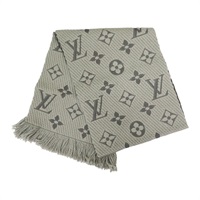 灰色/棕色 真絲 羊毛 Esharp Logomania 圍巾【LOUIS VUITTON LV 路易威登】 413287