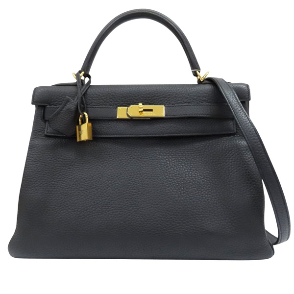 黑色 Togo牛皮 Kelly 32 凱莉包 两用包 口Q刻 金扣【HERMES 愛馬仕】