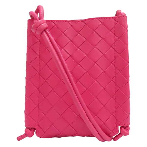 粉色 編織 皮革 The Knot 肩背包 手機包【BOTTEGA VENETA BV 寶緹嘉】