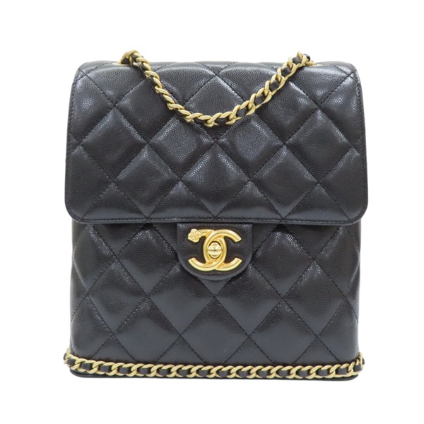 【再降價】黑色 荔枝紋牛皮 鍊帶 手提包 後背包【CHANEL 香奈兒】 AS4490